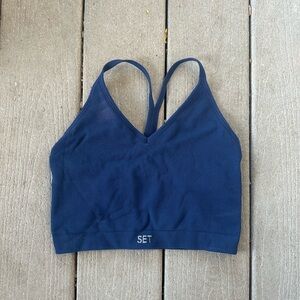 Set Active Ribbed V Bra Size Medium Blue